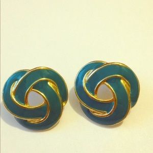Celtic Love Knot Teal Pierced Earrings